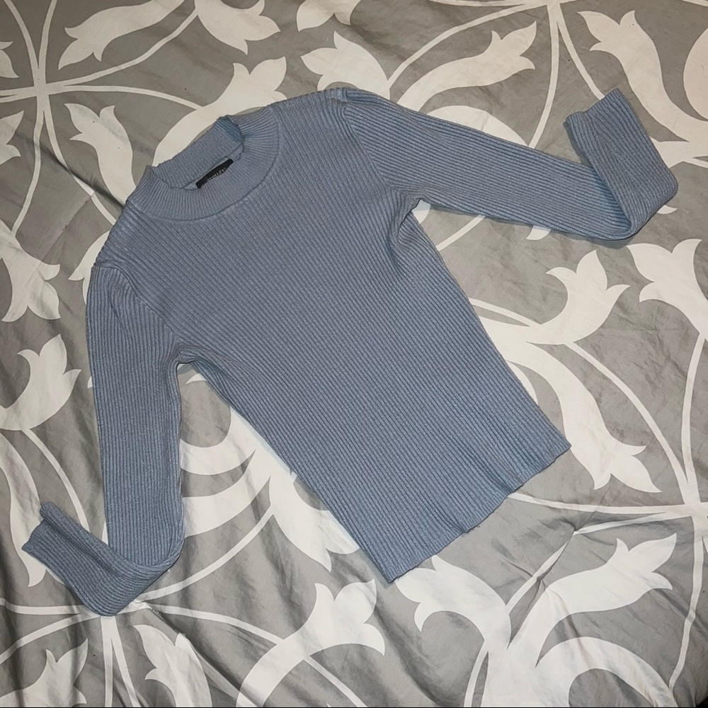 Blue Mock Neck Sweater
